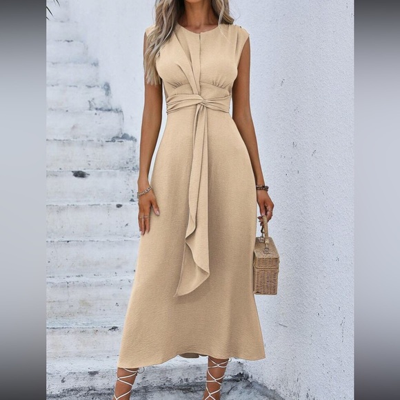 Luxe classic tie front A-lime dress - Picture 7 of 7